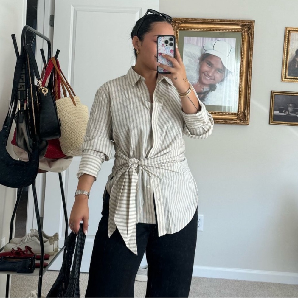 NWOT Long-Sleeve Relaxed Side-Tie Shirt